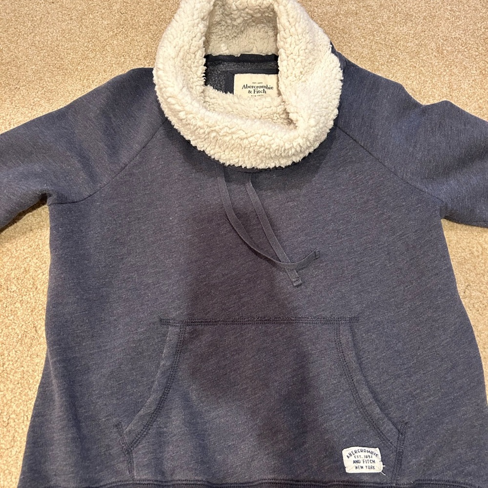 Abercrombie & Fitch Navy and Cream Cowl Neck Sweater